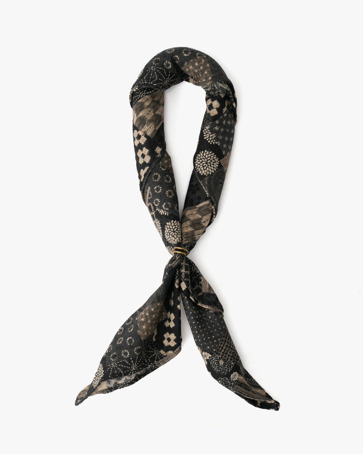 Kiriko Original Bandana, Classic, Small Charcoal Patchwork Style