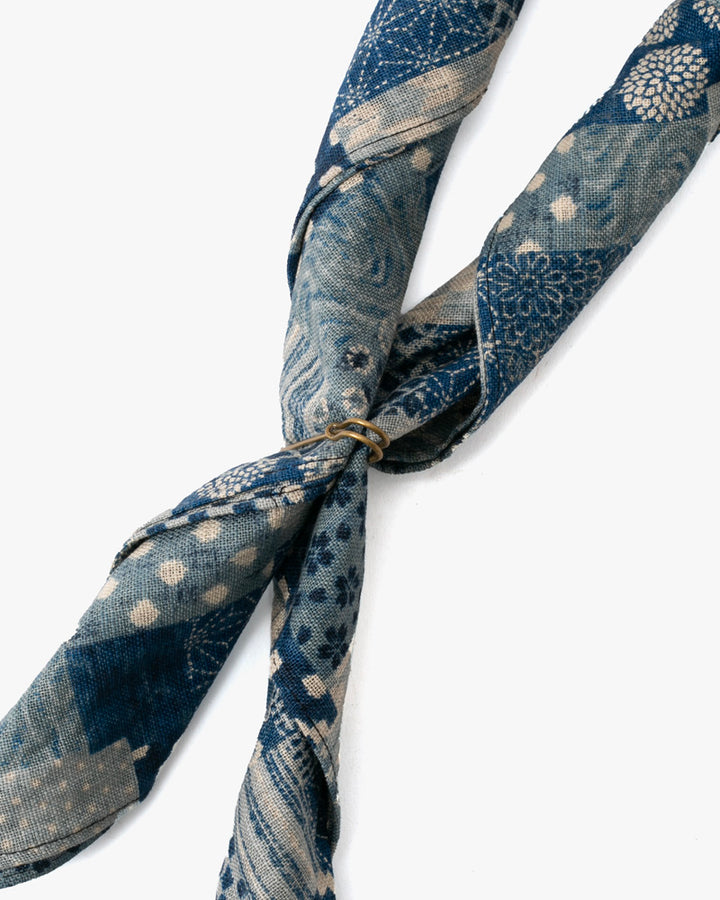 Kiriko Original Bandana, Classic, Small Washed Indigo Patchwork Style