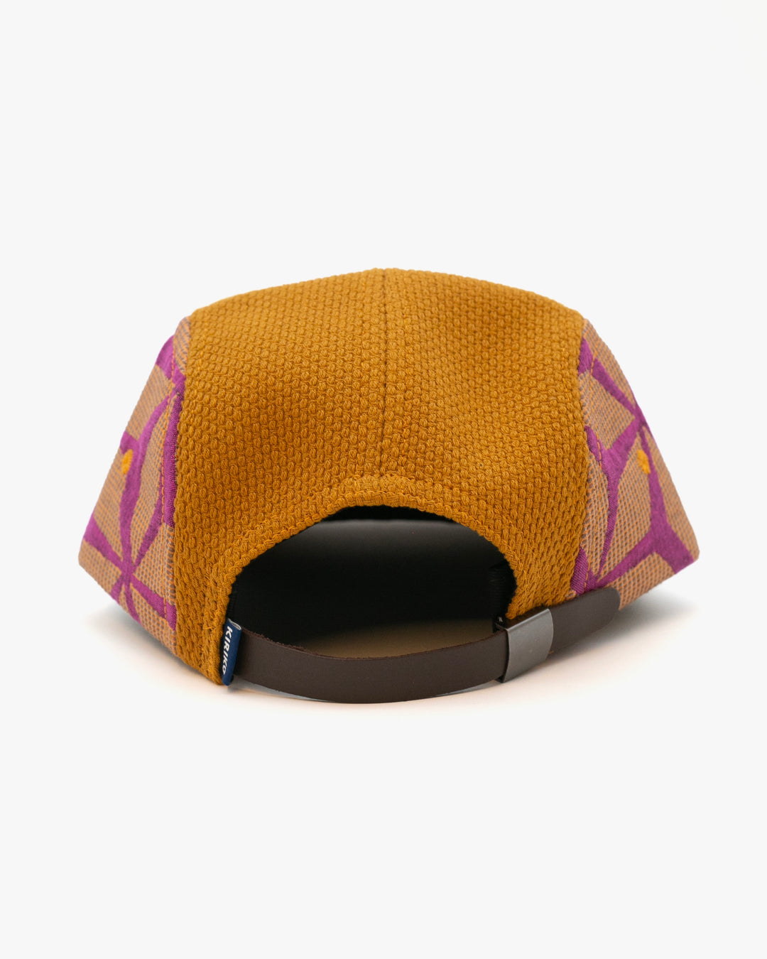 Kiriko Original Cap, 5-Panel, Two Tone, Mustard Sashi-Ori with Fuchsia Asanoha French Jacquard
