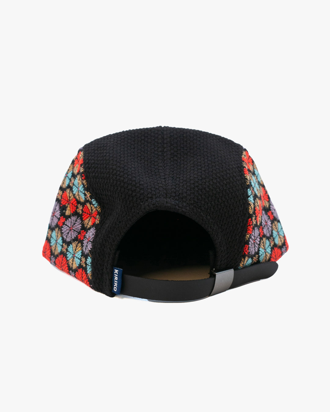 Kiriko Original Cap, 5-Panel, Two Tone, Black Sashi-Ori with Multicolor Chrysanthemum French Jacquard