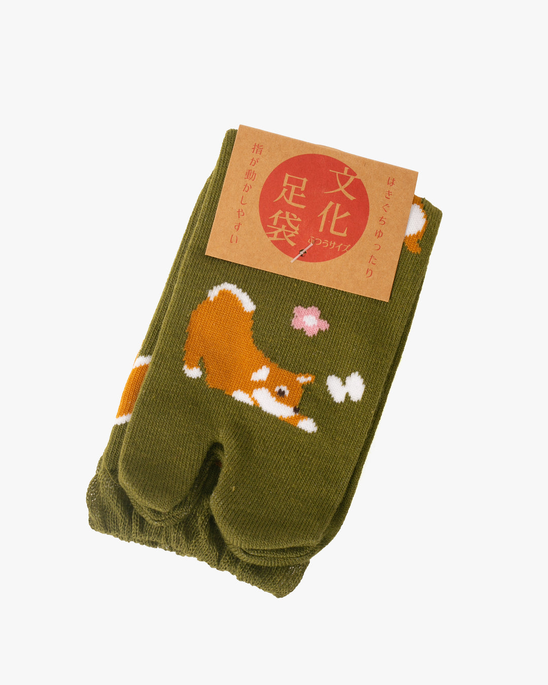 Kurochiku, Tabi Socks, Crew, Green with Shiba - S/M