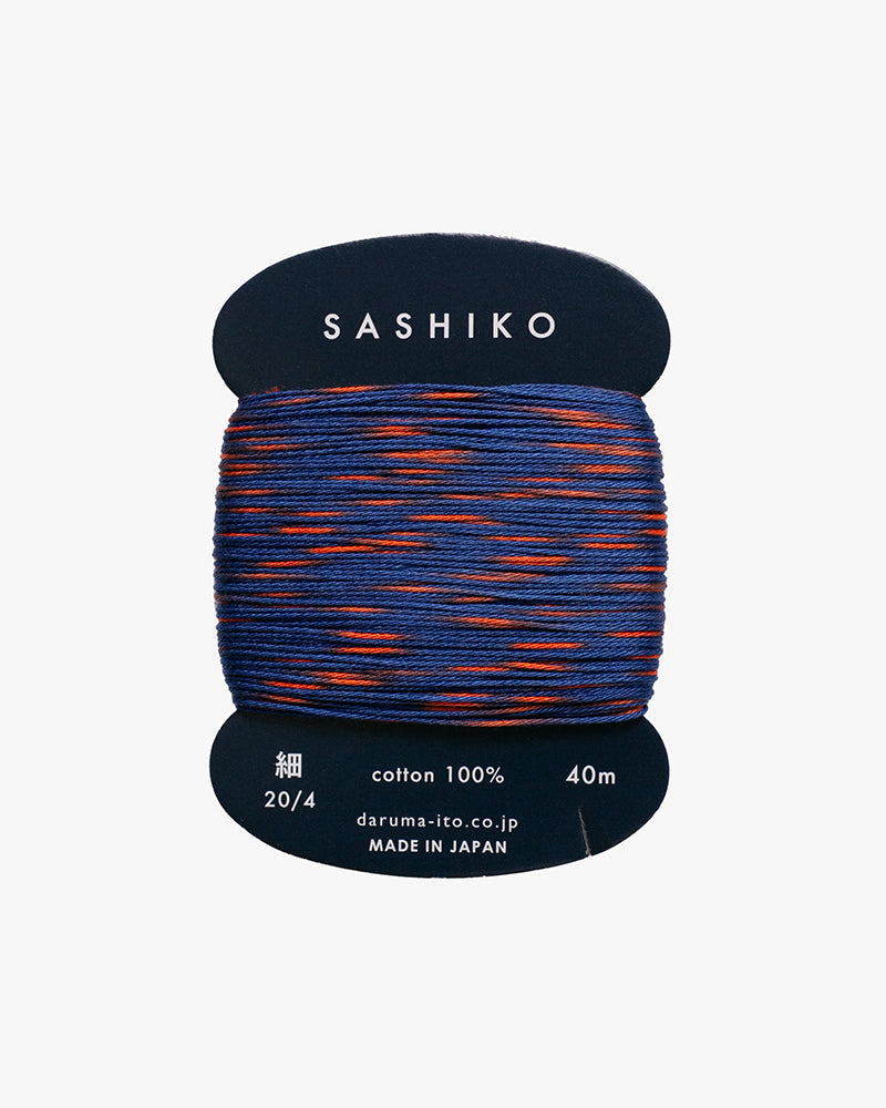 Daruma, Sashiko Thread 40m, Dark Blue and Gradient Orange