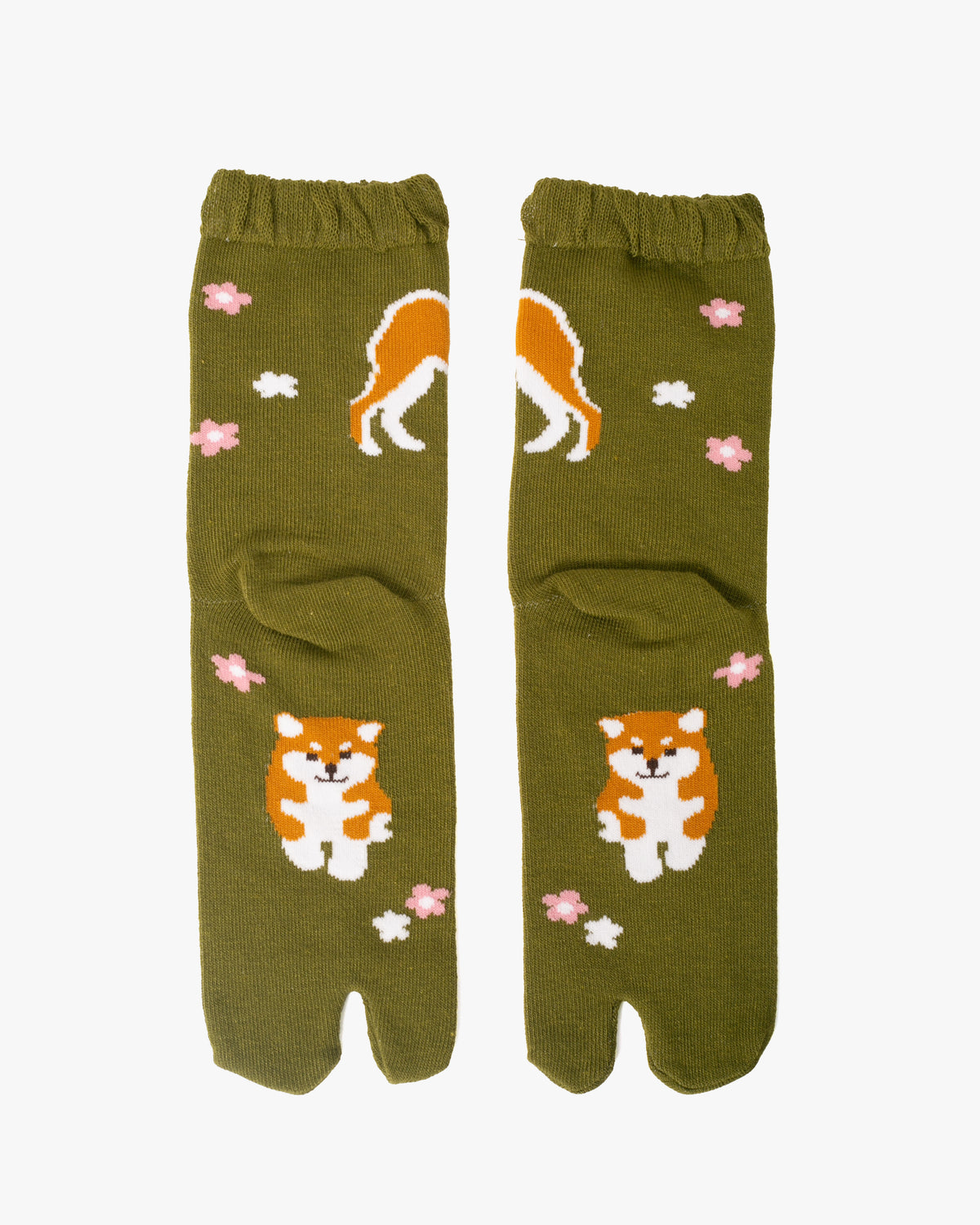 Kurochiku, Tabi Socks, Crew, Green with Shiba - S/M