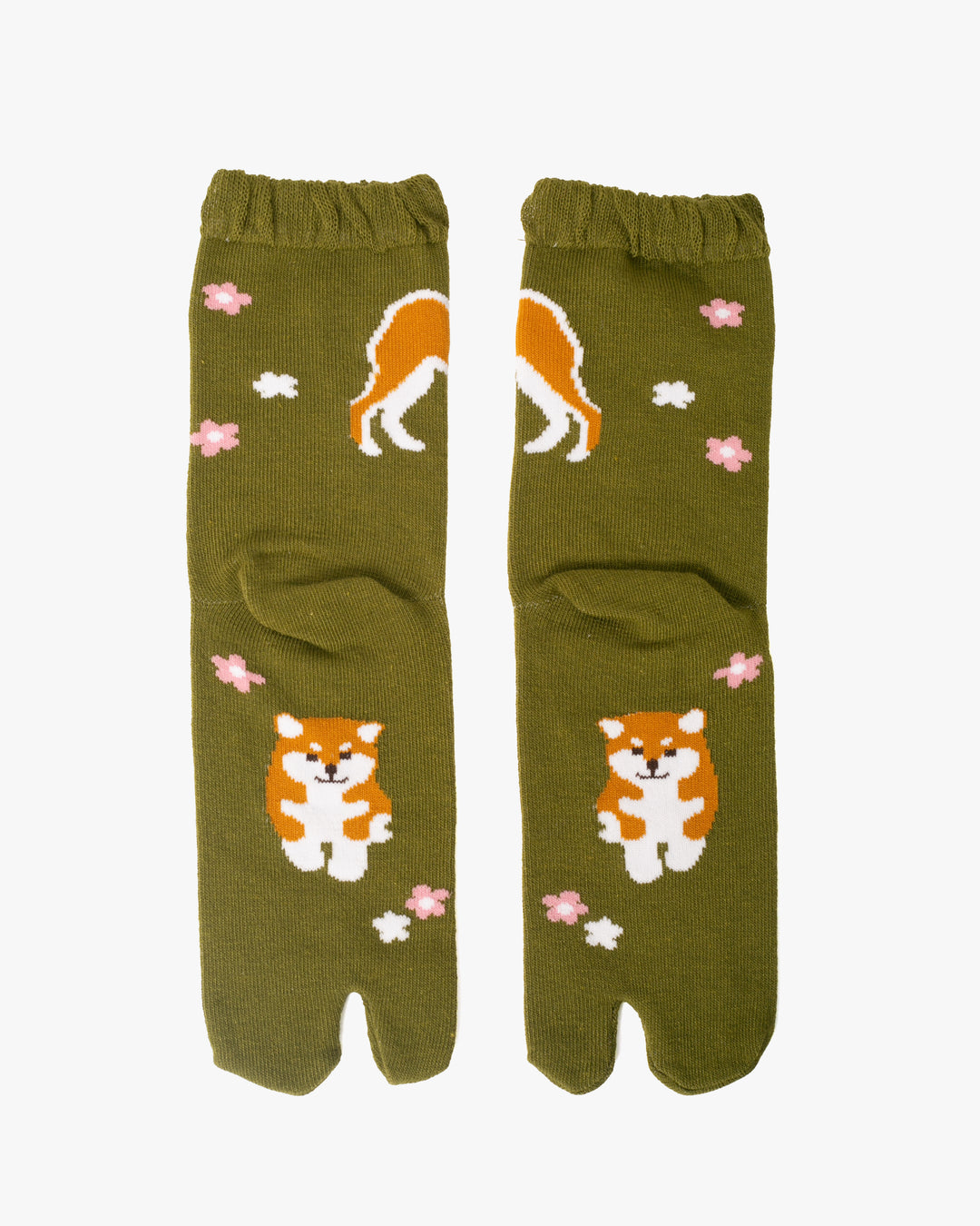 Kurochiku, Tabi Socks, Crew, Green with Shiba - S/M
