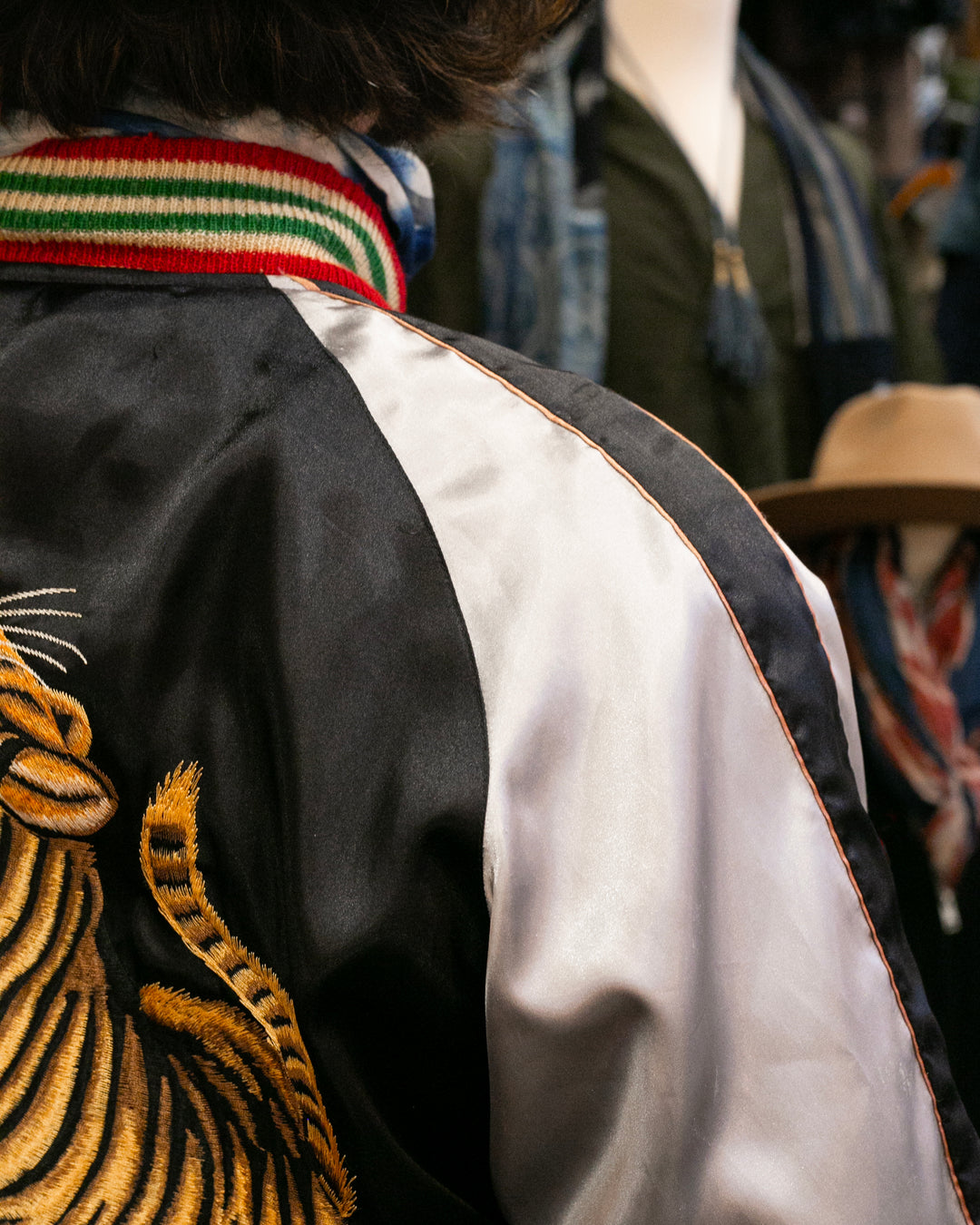Japanese Repro Souvenir Jacket, Reversible, L, Black with Tiger