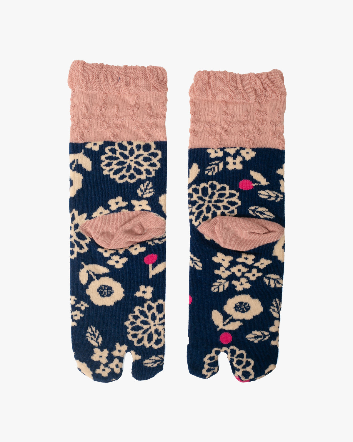 Kurochiku, Tabi Socks, Crew, Blue with Bird and Flowers- S/M