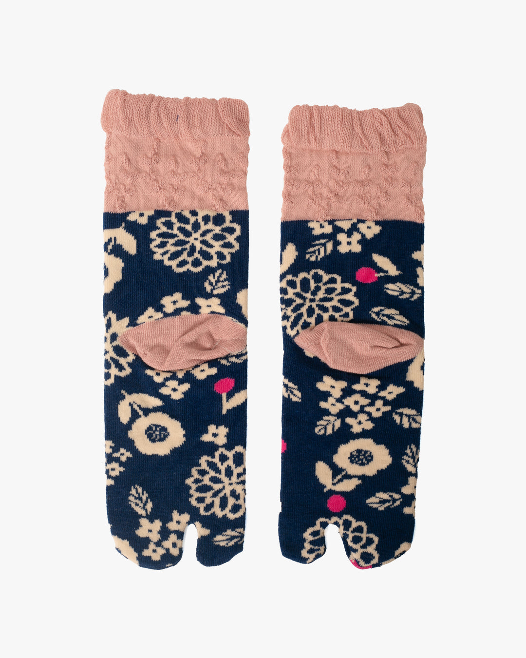 Kurochiku, Tabi Socks, Crew, Blue with Bird and Flowers- S/M