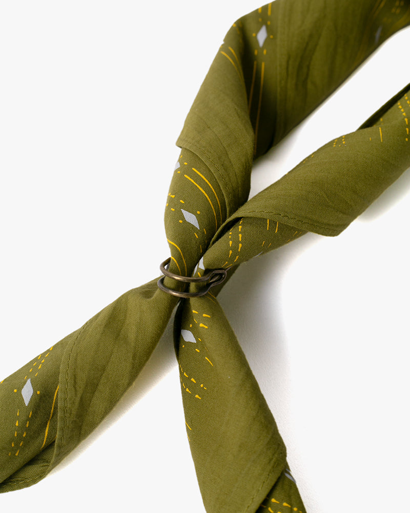 Kiriko Original Screen Printed, Custom-Dyed Bandana, Yagasuri - Green