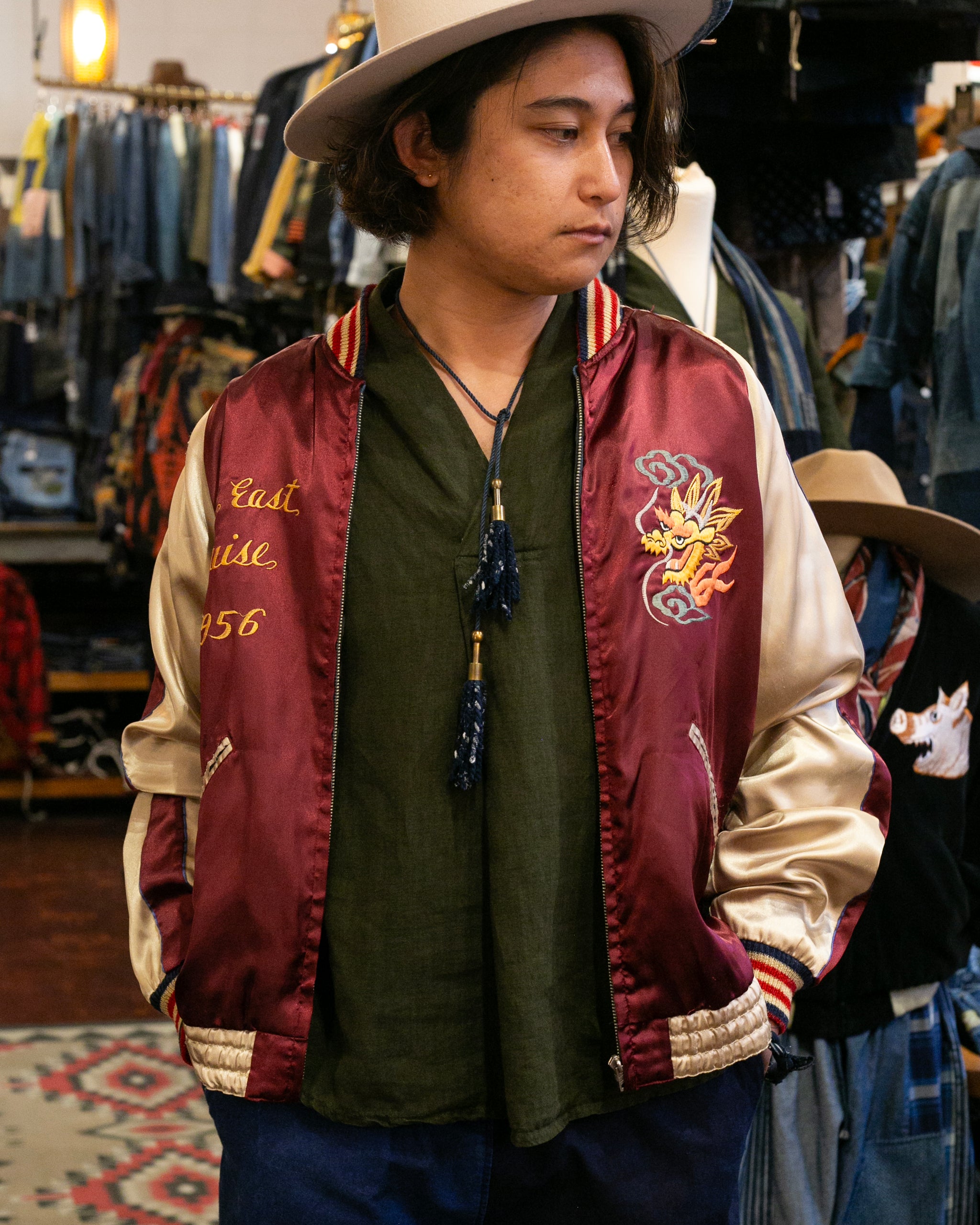 Japanese Repro Souvenir Jacket, Reversible, L, Black with Tiger