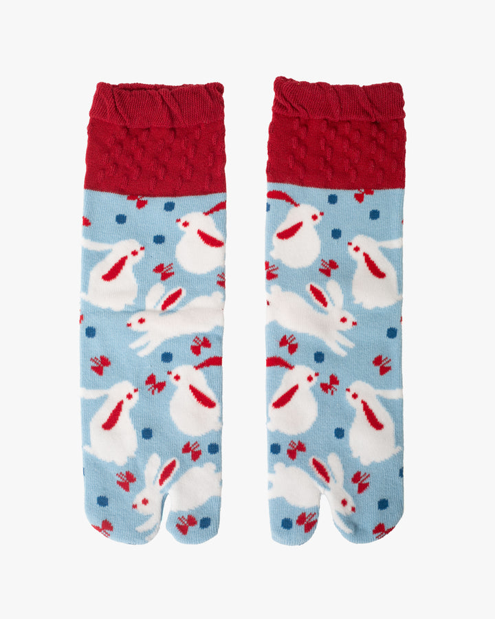 Kurochiku, Tabi Socks, Crew, Blue with White Usagi- S/M