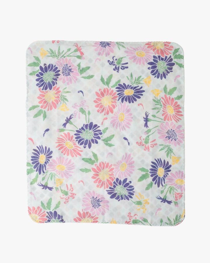 Kurochiku, Two-Sided Cotton Handkerchief, Multi-Color Floral and Tile