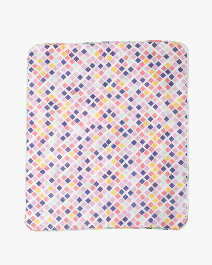 Kurochiku, Two-Sided Cotton Handkerchief, Multi-Color Floral and Tile