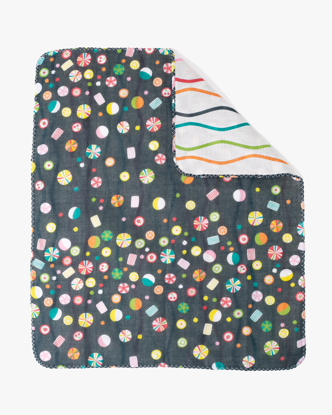 Kurochiku, Two-Sided Cotton Handkerchief, Fruit Candy and Multi-Color Tatewaku