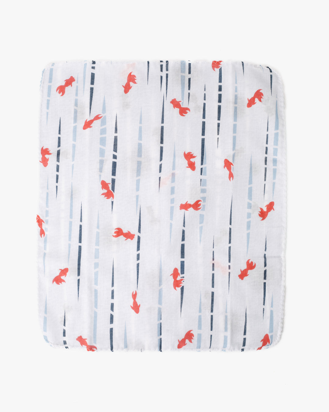 Kurochiku, Two-Sided Cotton Handkerchief, Blue and White Kingyo