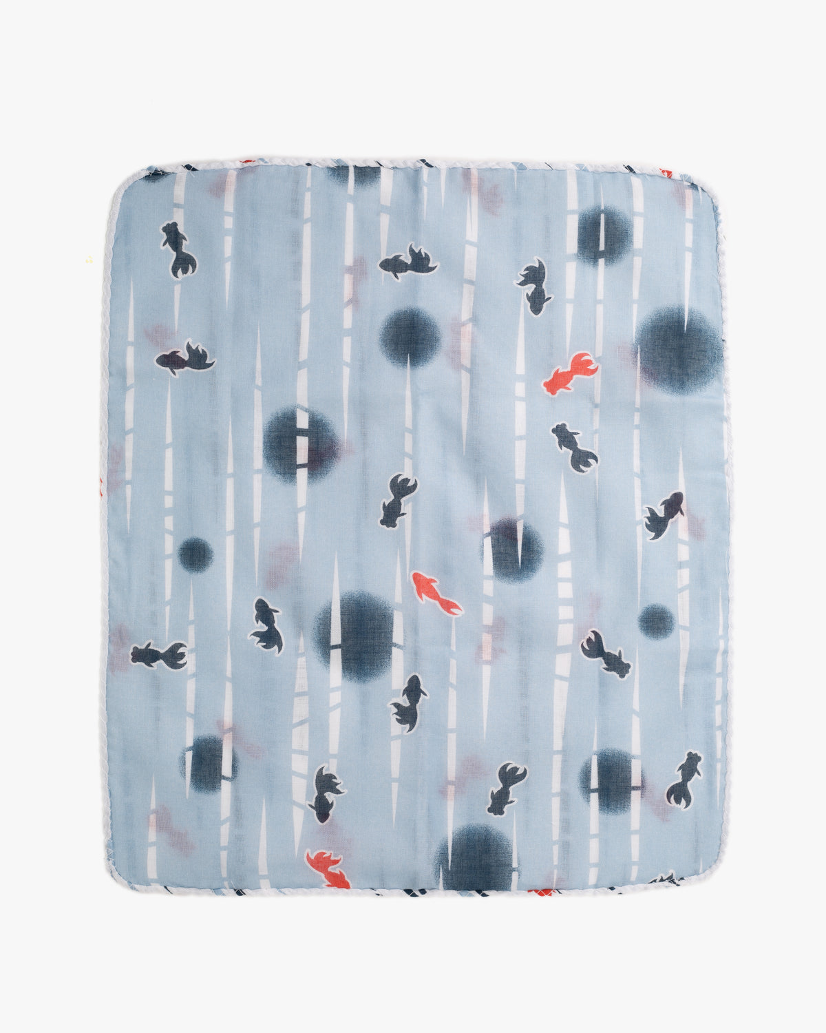Kurochiku, Two-Sided Cotton Handkerchief, Blue and White Kingyo