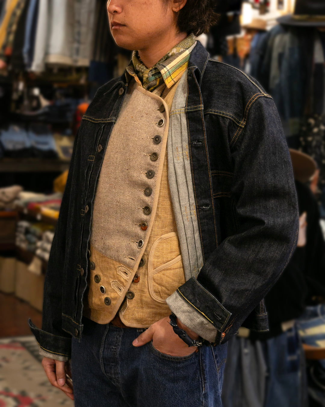 Japanese Repro Type I Trucker Jacket, L, Kapital, Denim