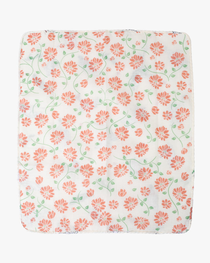 Kurochiku, Two-Sided Cotton Handkerchief, Choju-Giga and Orange Floral