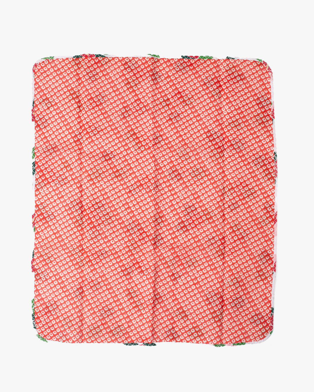 Kurochiku, Two-Sided Cotton Handkerchief, Red Shibori and White with Tsubaki