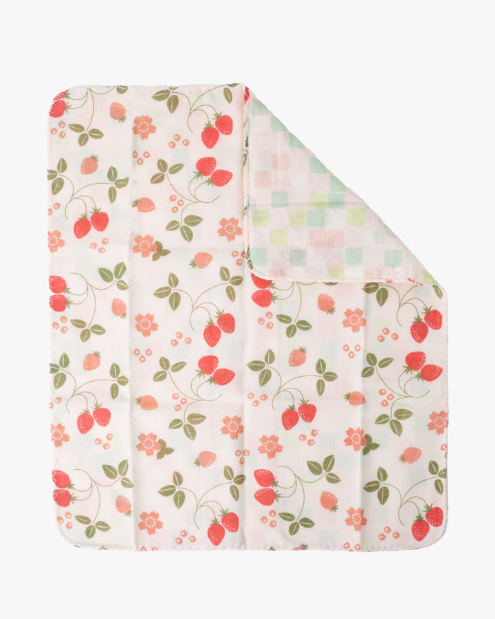 Kurochiku, Two-Sided Cotton Handkerchief, Strawberry