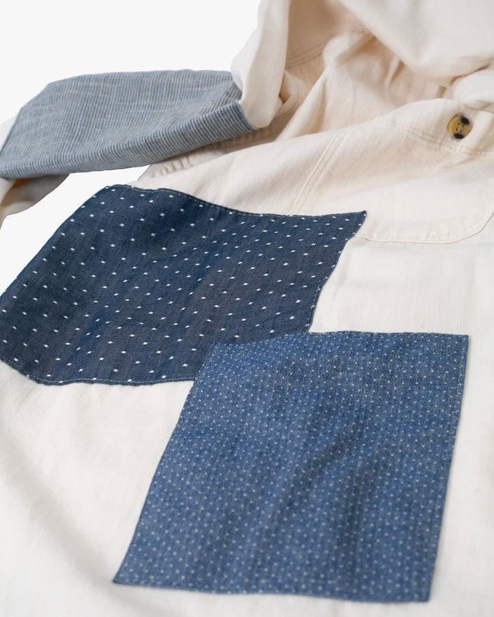 Kiriko Custom Patched Lee Shirt Dress, Cream