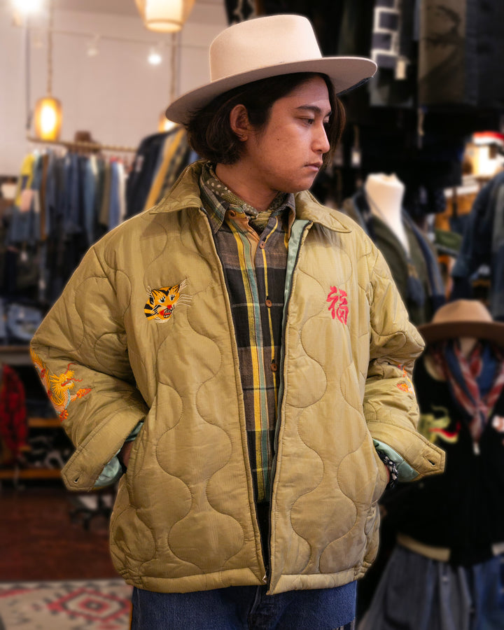 Japanese Repro Jacket, XXL, Houston &amp; Inc., Light Green with Tiger