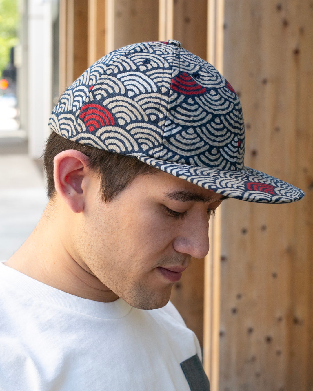 Kiriko Original Cap, 6-Panel Indigo Seigaiha with Solid Indigo Underbill