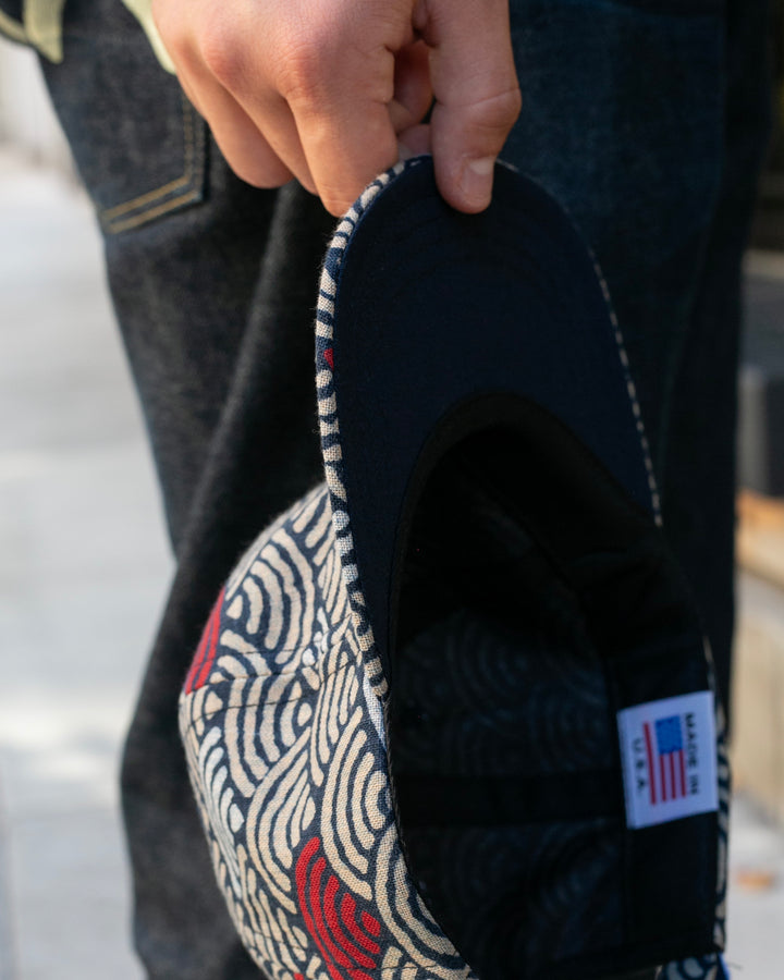 Kiriko Original Cap, 6-Panel Indigo Seigaiha with Solid Indigo Underbill