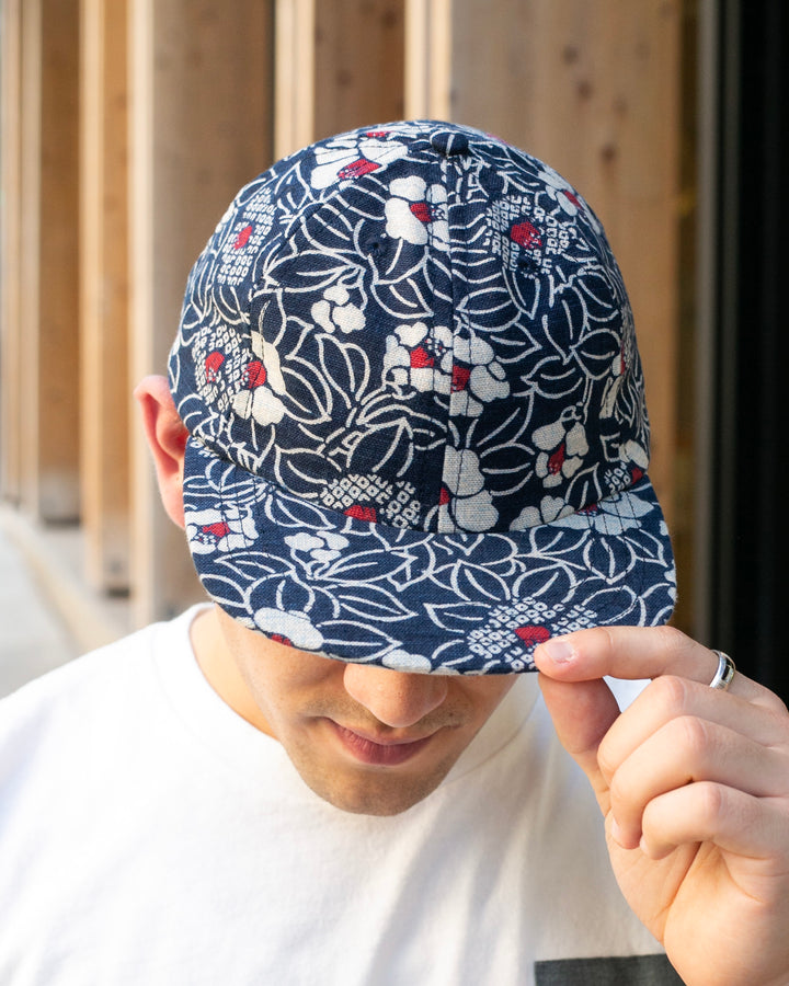 Kiriko Original Cap, 6-Panel Indigo Tsubaki with Solid Indigo Underbill