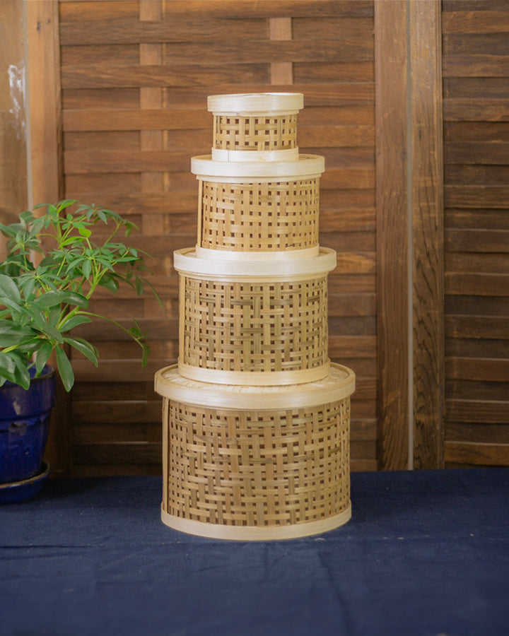 Kokoro Original, Woven Circular Bamboo Basket