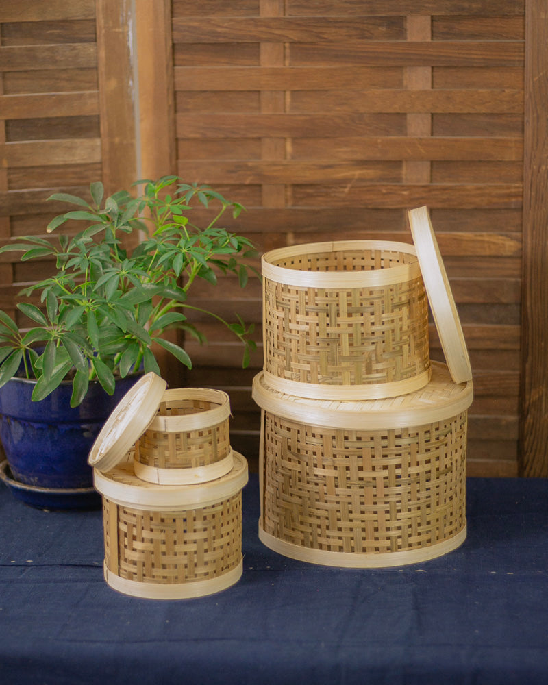 Kokoro Original, Woven Circular Bamboo Basket