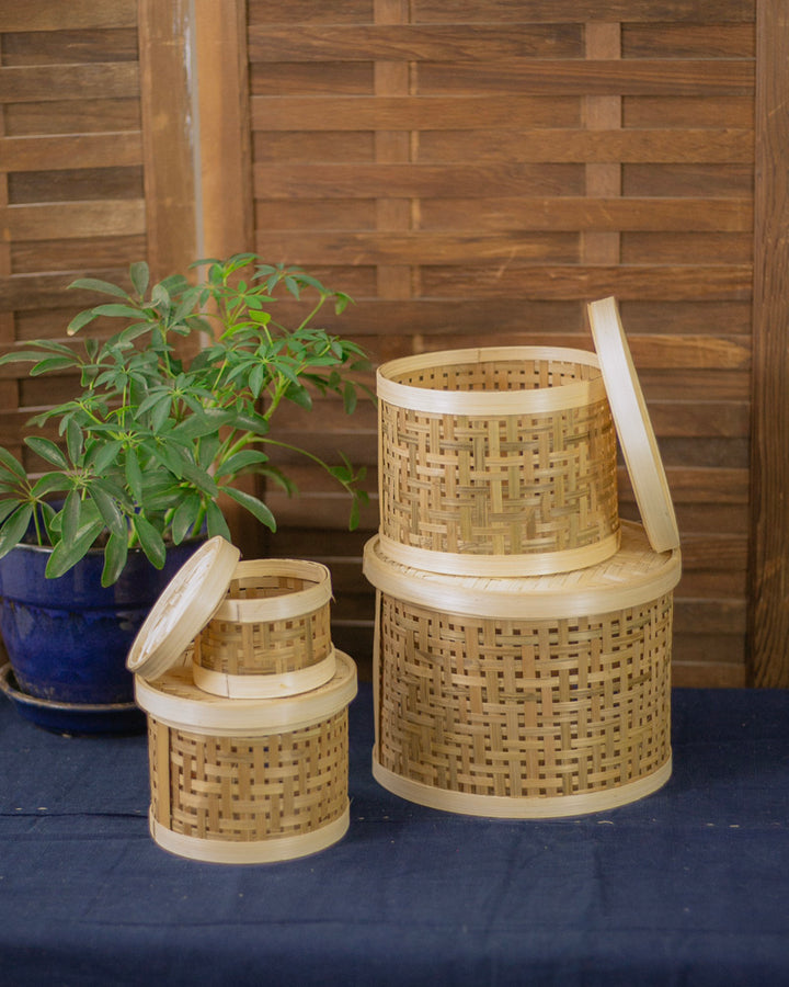 Kokoro Original, Woven Circular Bamboo Basket