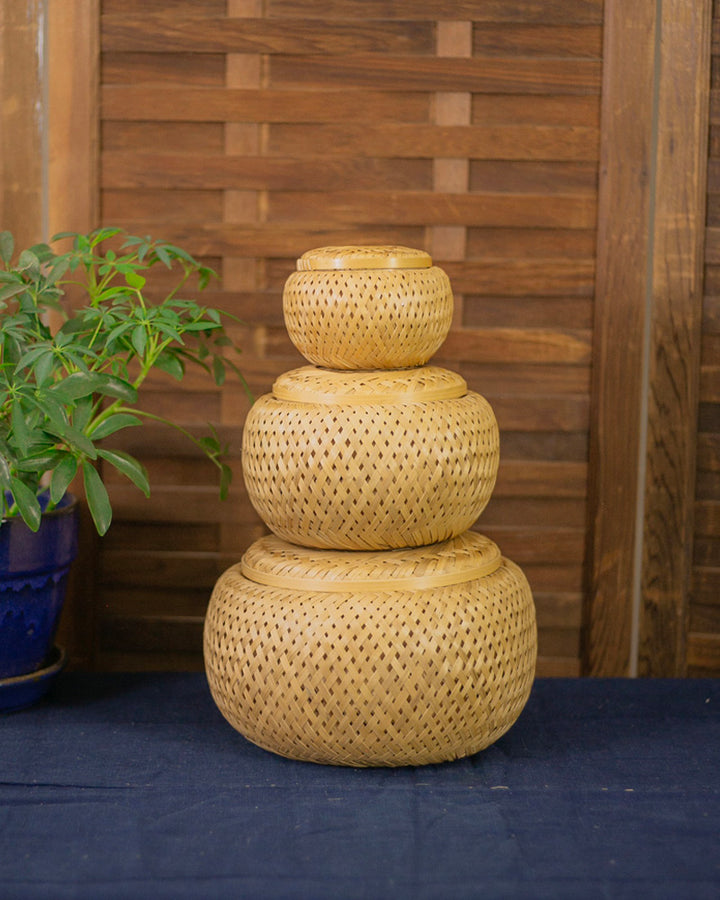 Kokoro Original, Woven Rounded Bamboo Basket