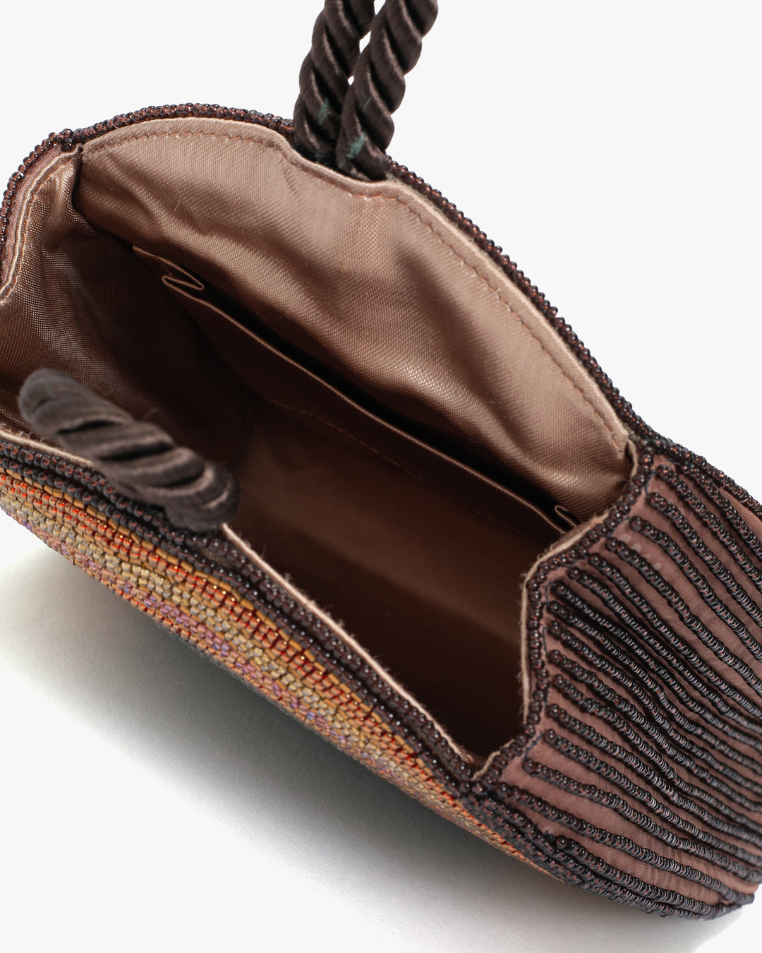 Vintage Bag, Purse, Beaded, Deep Brown with Golden Arch
