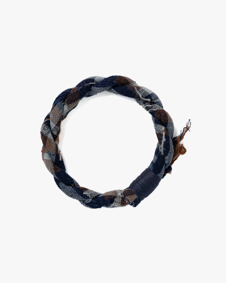 Boet x Kiriko Bracelet, Indigo, White, and Brown Plaid