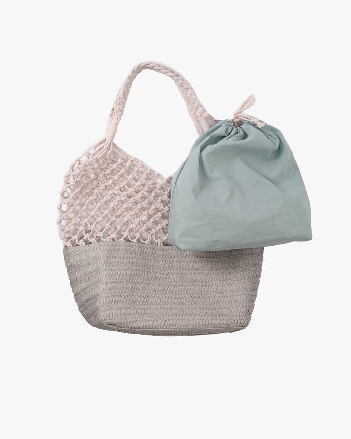 Trellis Tote Bag, Bisque, Gray