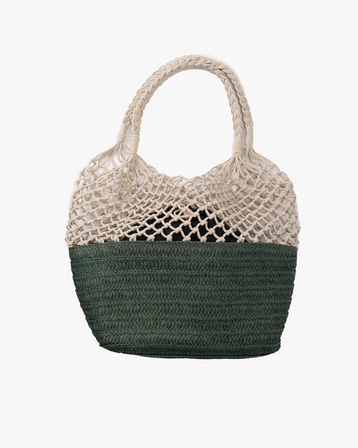 Trellis Tote Bag, Bisque, Green