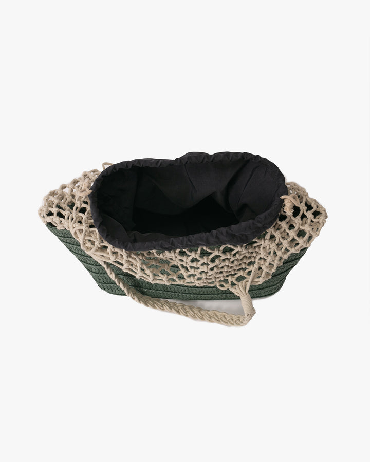 Trellis Tote Bag, Bisque, Green