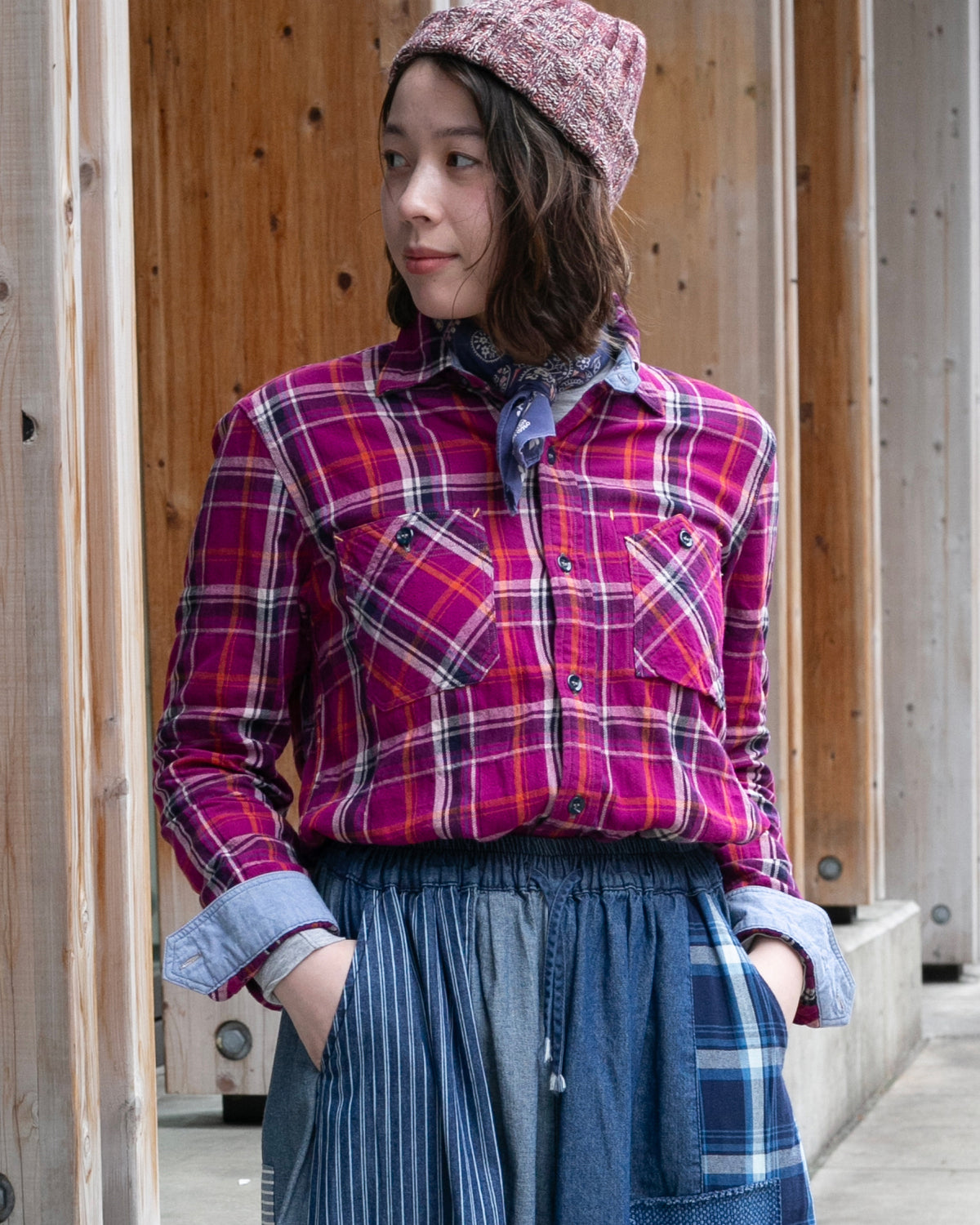 Japanese Repro Shirt, M, Gaijin Made, Magenta Plaid