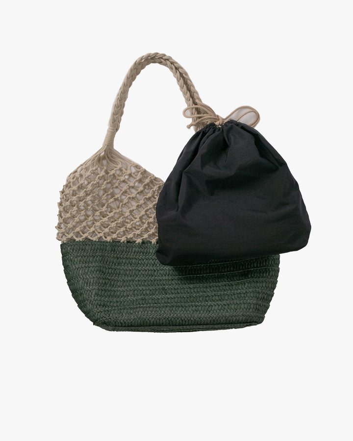 Trellis Tote Bag, Bisque, Green