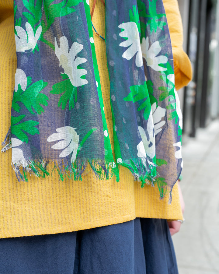 Debby Co., Stole, Maison Blanche Collection, Navy Flower and Dot