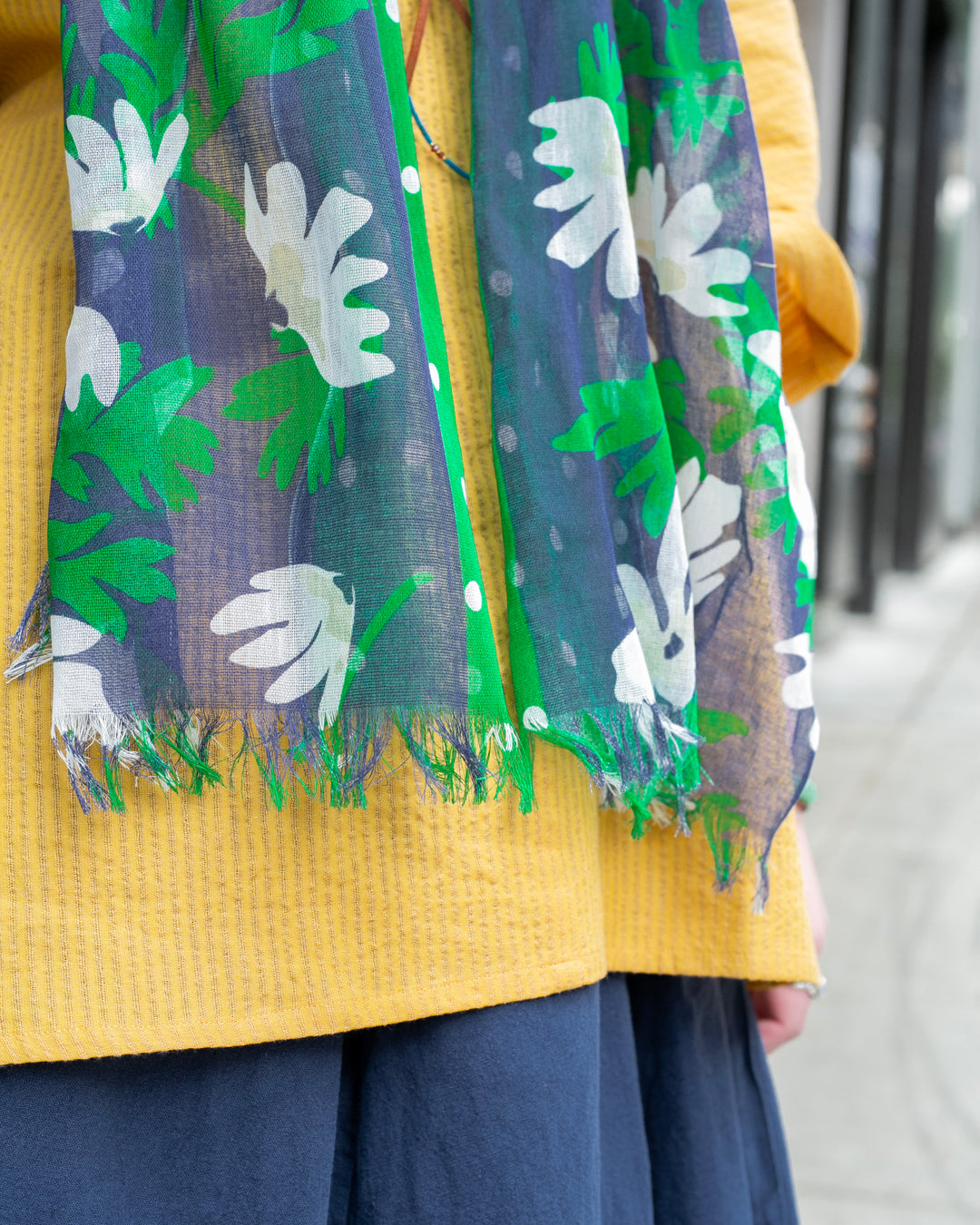 Debby Co., Stole, Maison Blanche Collection, Navy Flower and Dot