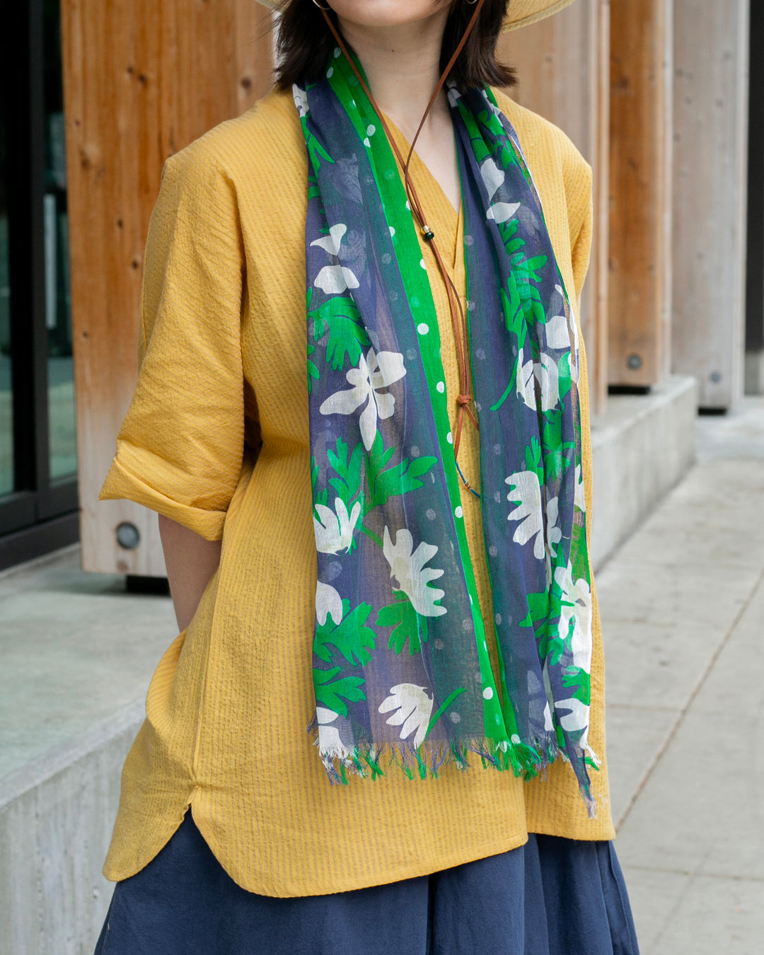 Debby Co., Stole, Maison Blanche Collection, Navy Flower and Dot