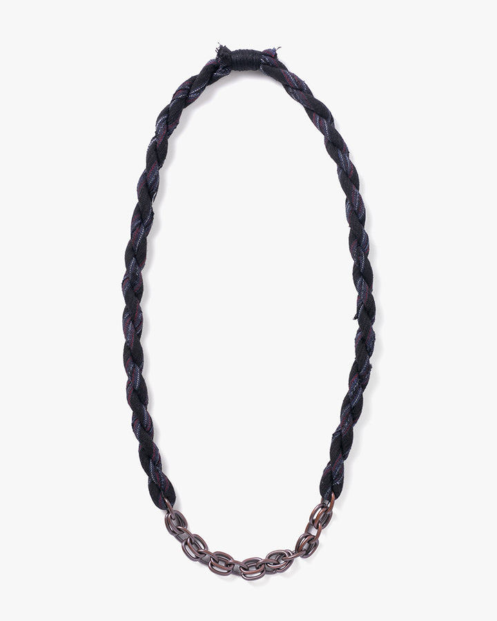 Boet x Kiriko Necklace, Black with Red, White, and Blue Thin Shima