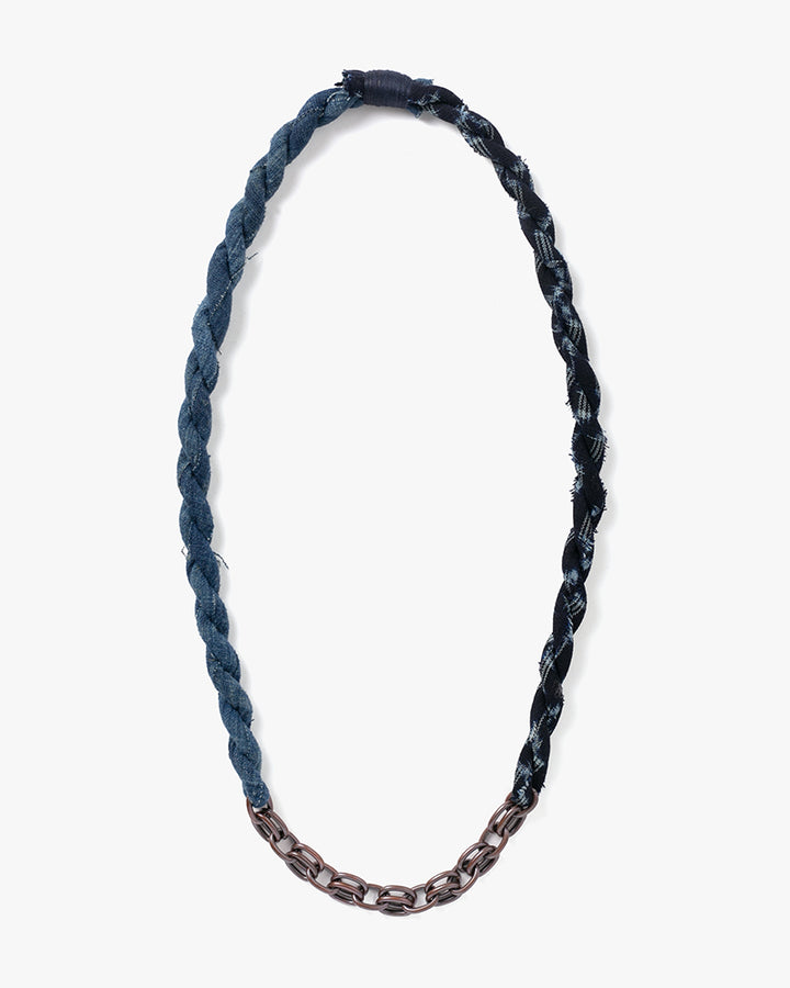 Boet x Kiriko Necklace, Two-Tone Dark Indigo with Light Blue Kasuri