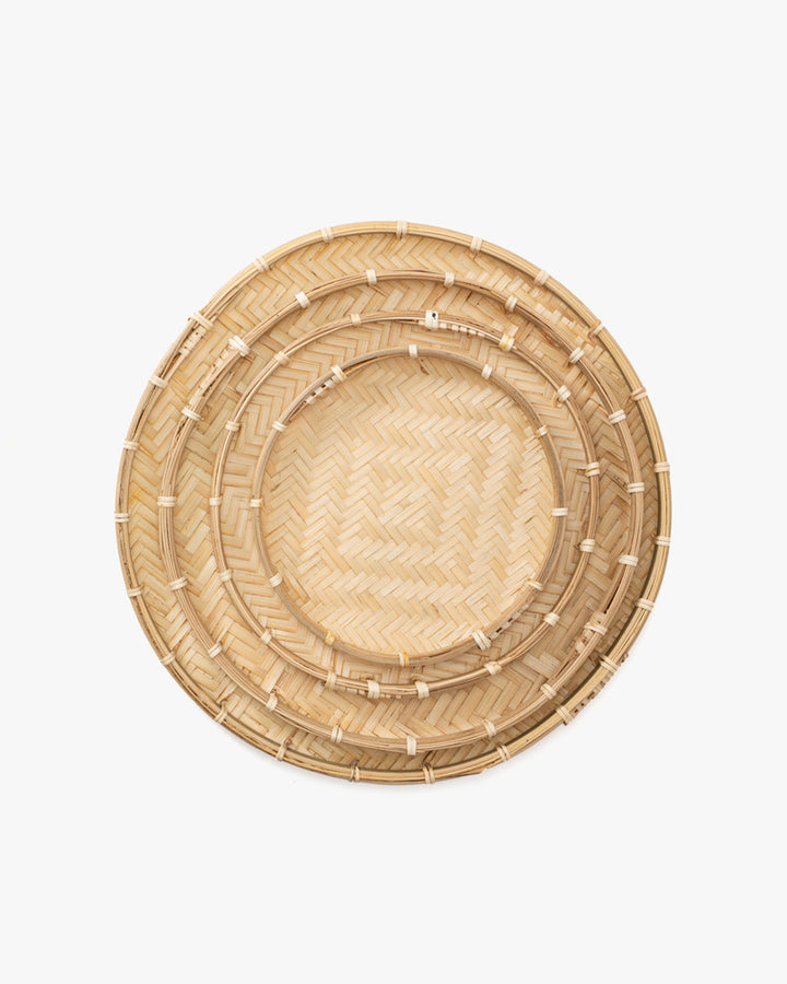 Kokoro Original, Woven Flat Bamboo Tray, Set of 4