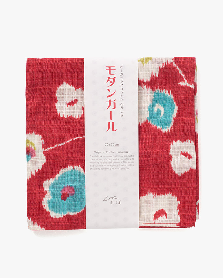 Modern Furoshiki, Musubi, Modern-girl, Plum Red, 27.5 x 27.5