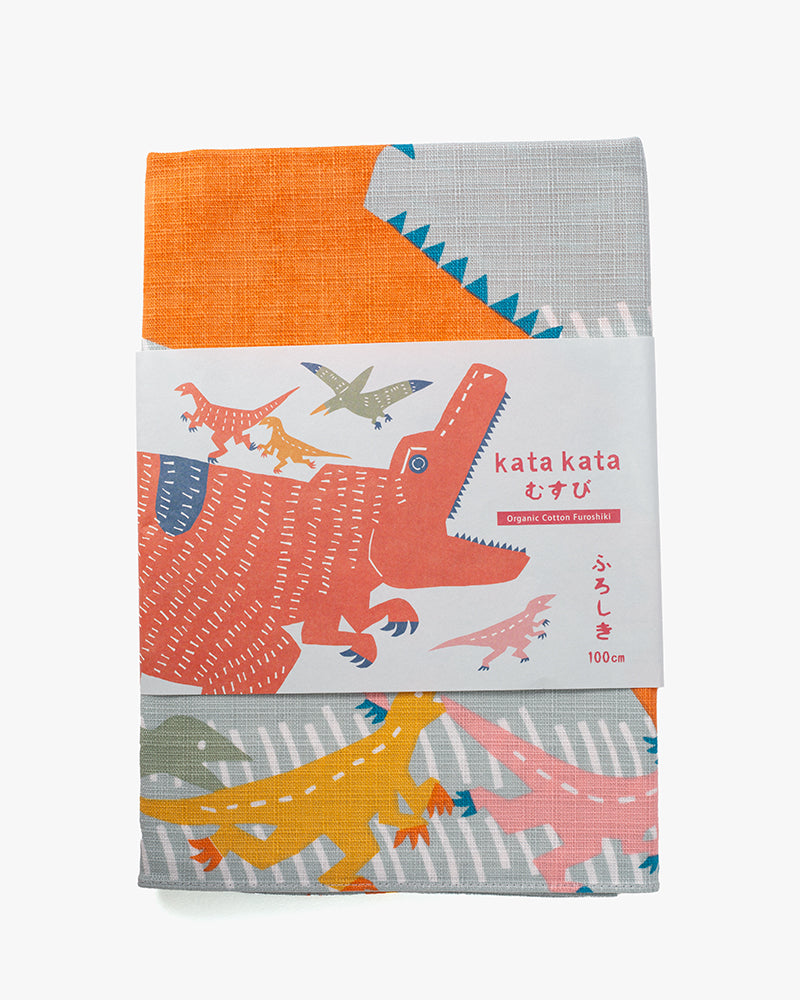 Modern Furoshiki, Musubi, Katakata, Dinosaurs on Blue, 41 x 41
