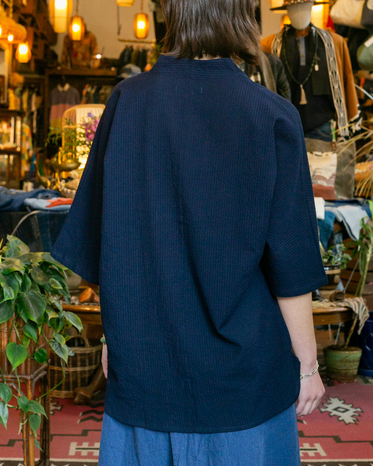 Kiriko x ToK, V-Neck Tunic, Indigo Chijimi