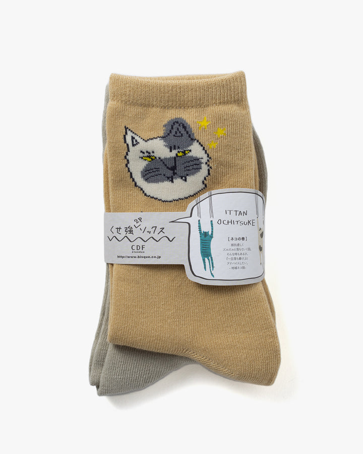 Socks, Bisque, Set of Two Pairs, Cats