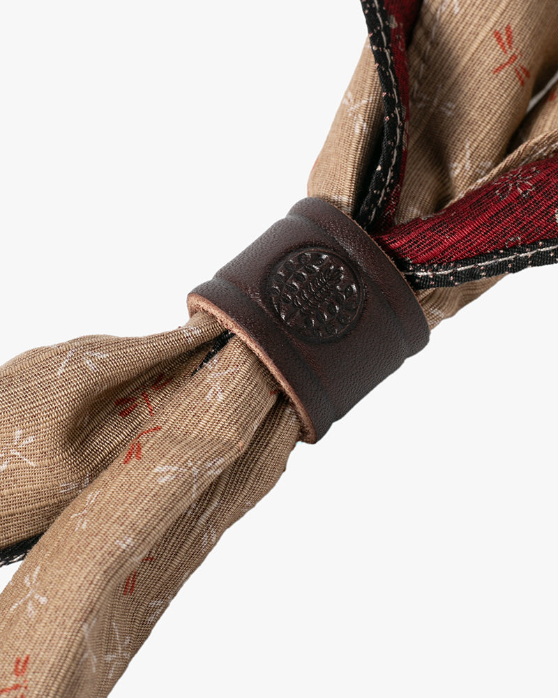 Kiriko Original Split Neckerchief, Black Dotted Asanoha and Beige Tonbo